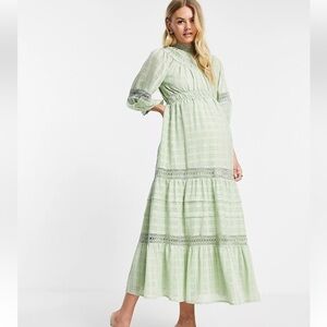 ASOS Maternity Light Green Lace Midi Dress